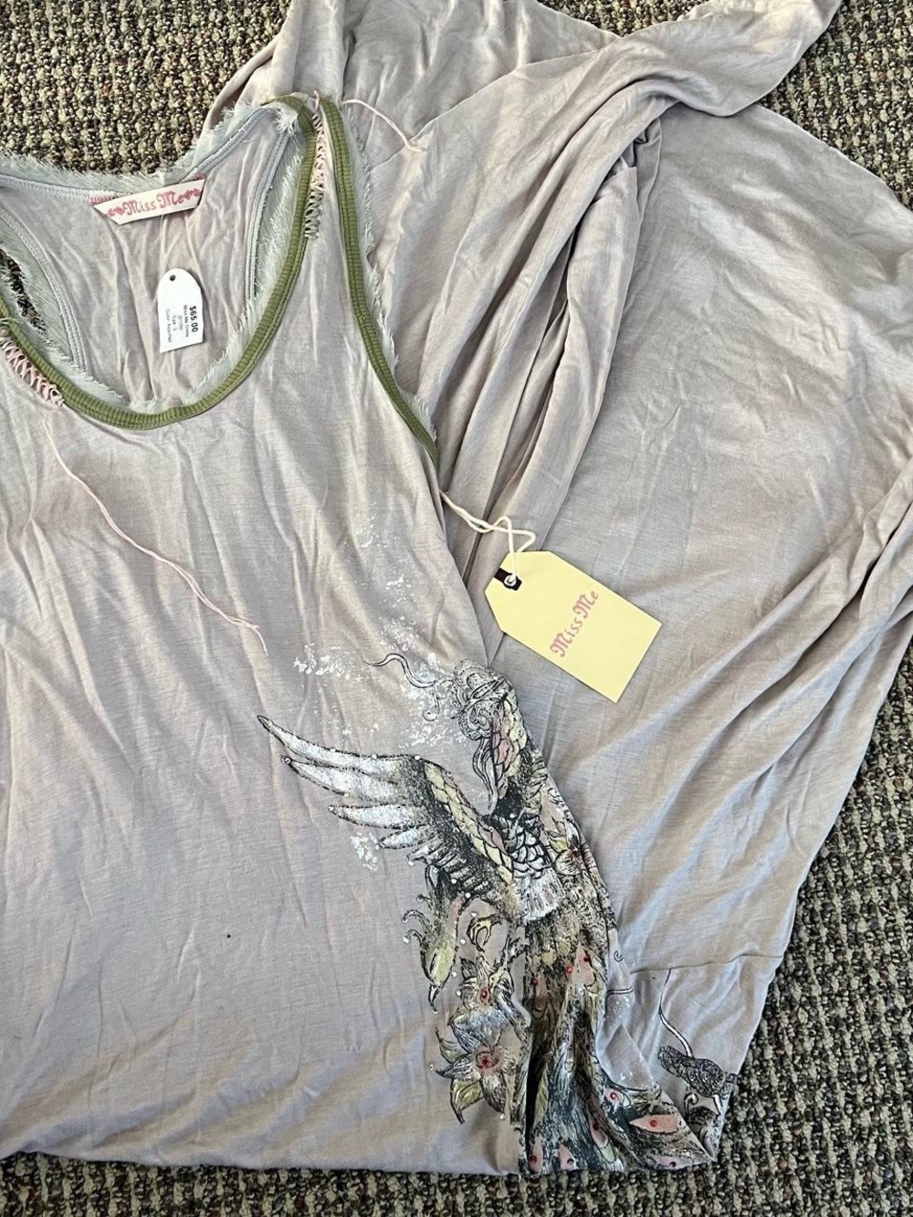 Y2K NWT Miss Me grunge distressed embellished fairy maxi dress